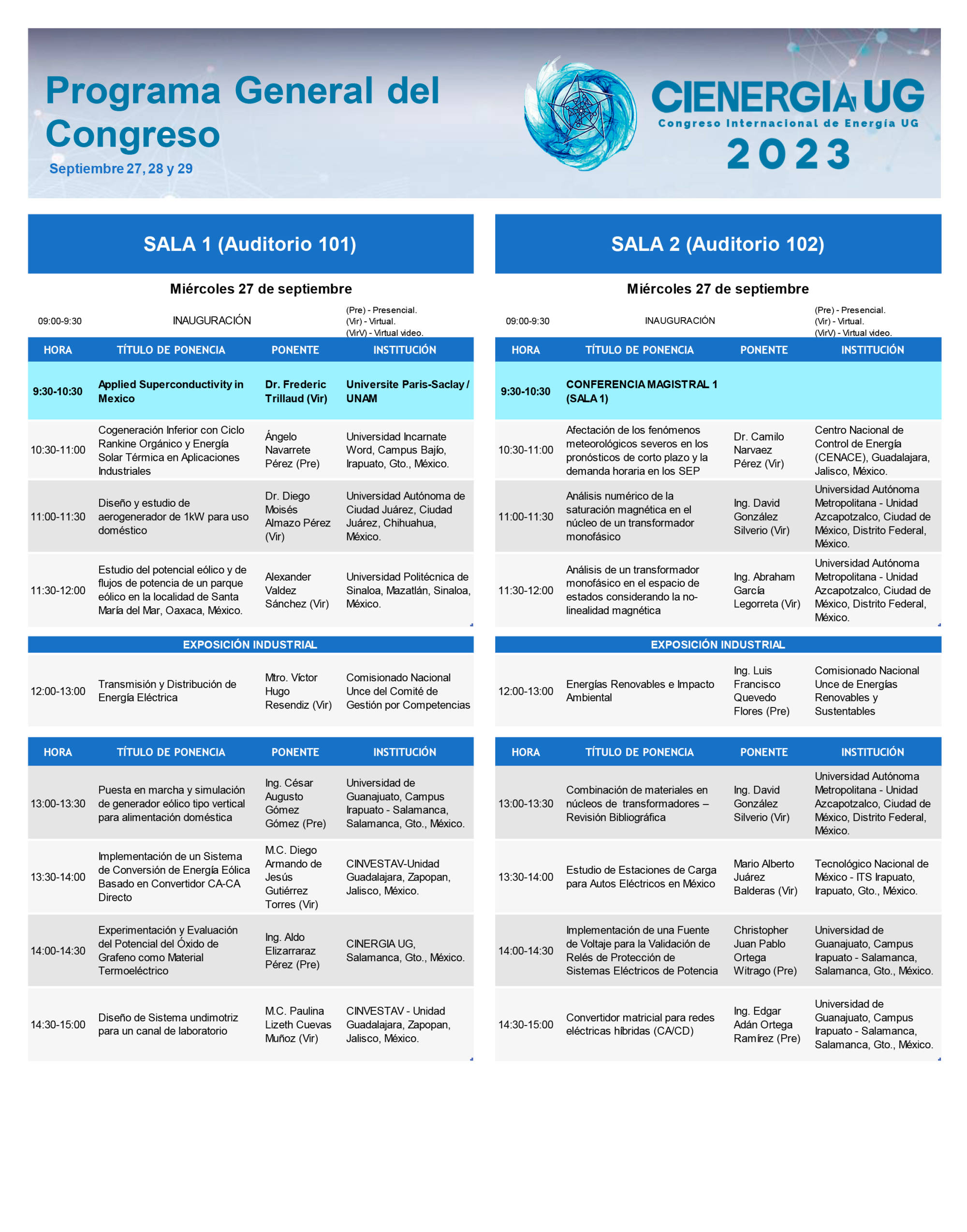 Programa del miércoles