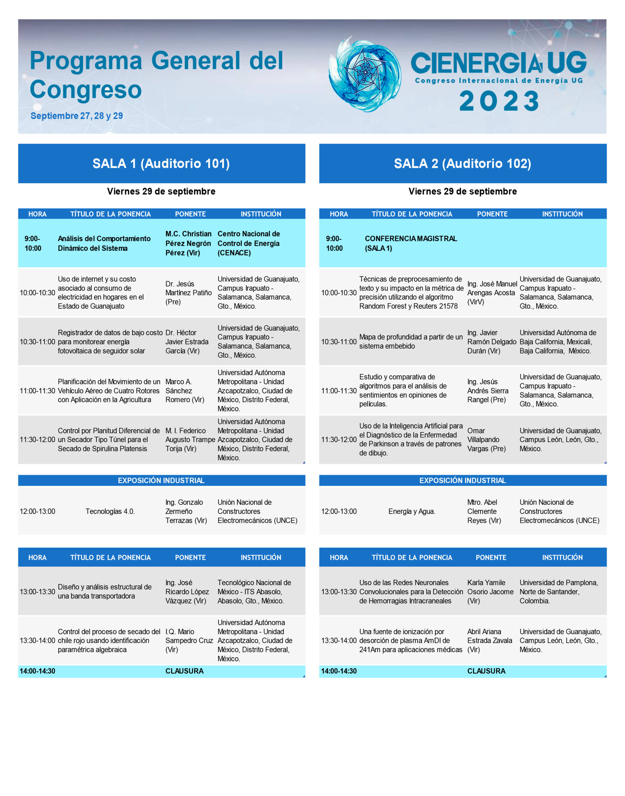 Programa del viernes